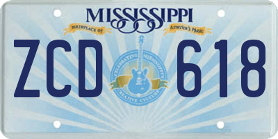 MS license plate ZCD618