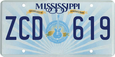MS license plate ZCD619