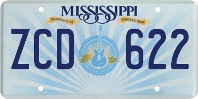 MS license plate ZCD622