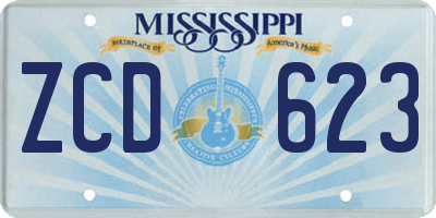 MS license plate ZCD623