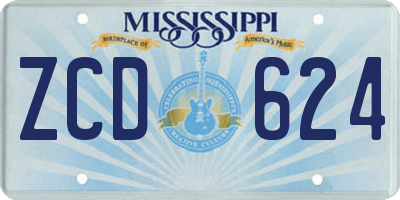 MS license plate ZCD624