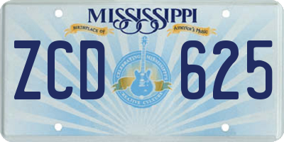 MS license plate ZCD625