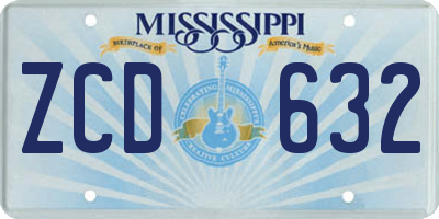 MS license plate ZCD632
