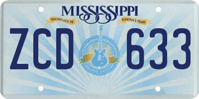 MS license plate ZCD633