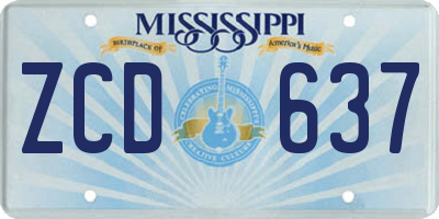 MS license plate ZCD637