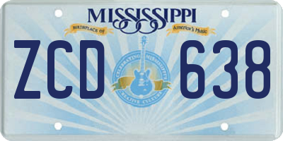 MS license plate ZCD638