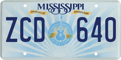 MS license plate ZCD640