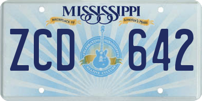 MS license plate ZCD642