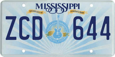 MS license plate ZCD644
