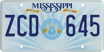 MS license plate ZCD645