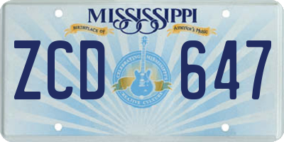 MS license plate ZCD647