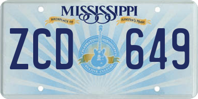 MS license plate ZCD649