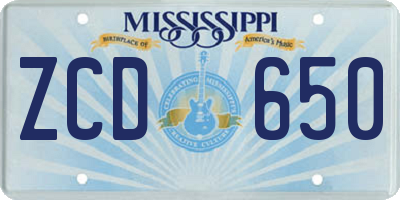 MS license plate ZCD650