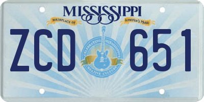 MS license plate ZCD651