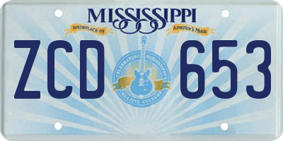 MS license plate ZCD653