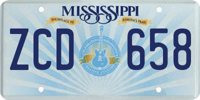 MS license plate ZCD658