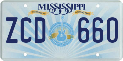 MS license plate ZCD660