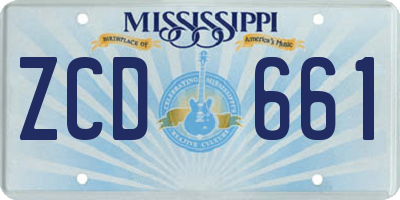 MS license plate ZCD661