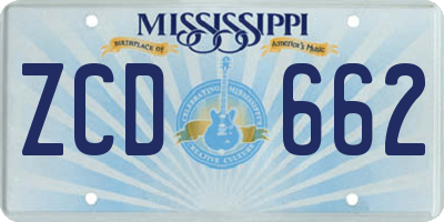 MS license plate ZCD662