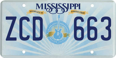 MS license plate ZCD663
