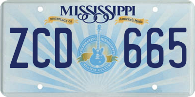 MS license plate ZCD665