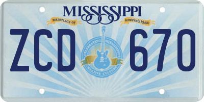MS license plate ZCD670