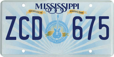 MS license plate ZCD675