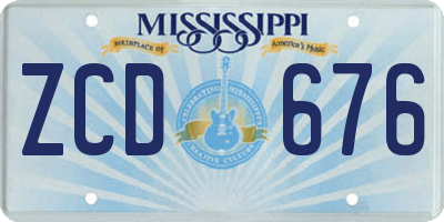 MS license plate ZCD676