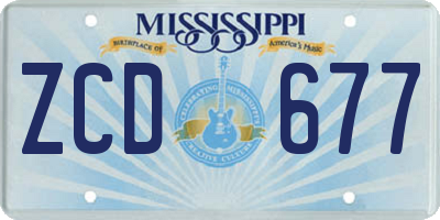 MS license plate ZCD677