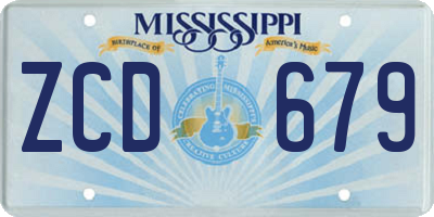MS license plate ZCD679