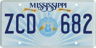 MS license plate ZCD682