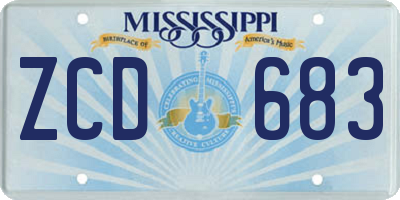 MS license plate ZCD683