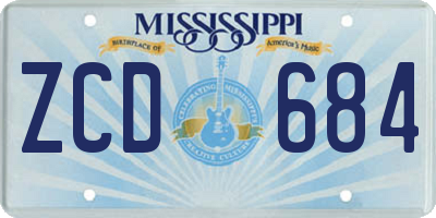 MS license plate ZCD684