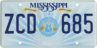 MS license plate ZCD685