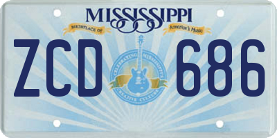 MS license plate ZCD686
