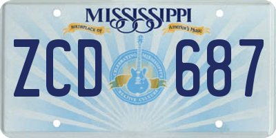 MS license plate ZCD687