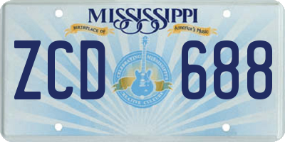 MS license plate ZCD688