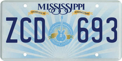 MS license plate ZCD693