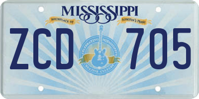 MS license plate ZCD705