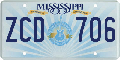 MS license plate ZCD706