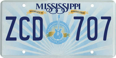 MS license plate ZCD707