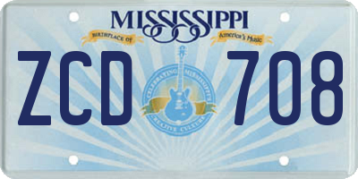 MS license plate ZCD708