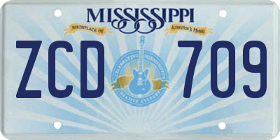 MS license plate ZCD709