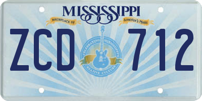 MS license plate ZCD712