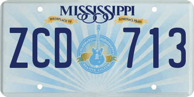 MS license plate ZCD713