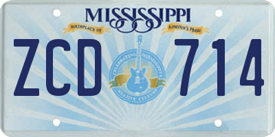 MS license plate ZCD714