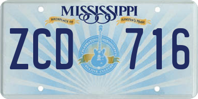 MS license plate ZCD716