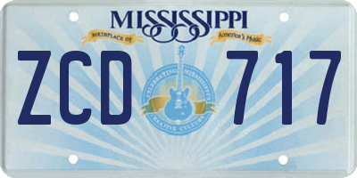 MS license plate ZCD717