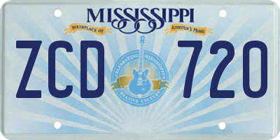 MS license plate ZCD720