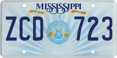 MS license plate ZCD723